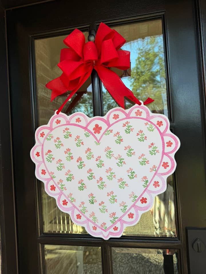 Valentina Block Print Heart Door Hanger for wholesale by Home Themed Home