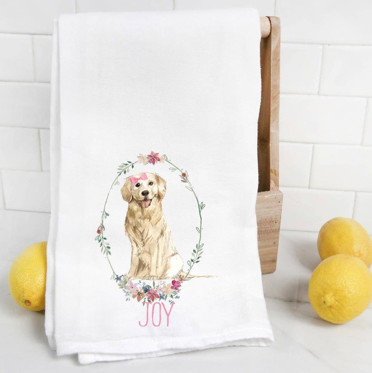 The Preppy Pineapple Home - Wholesale Tea Towel - Custom Golden Retriever Tea Towel9