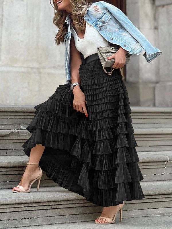 UZ Wholesale Store - Vendita all'ingrosso Gonna - Donna - Gonne a ruota con vita alta in tulle tinta unita10