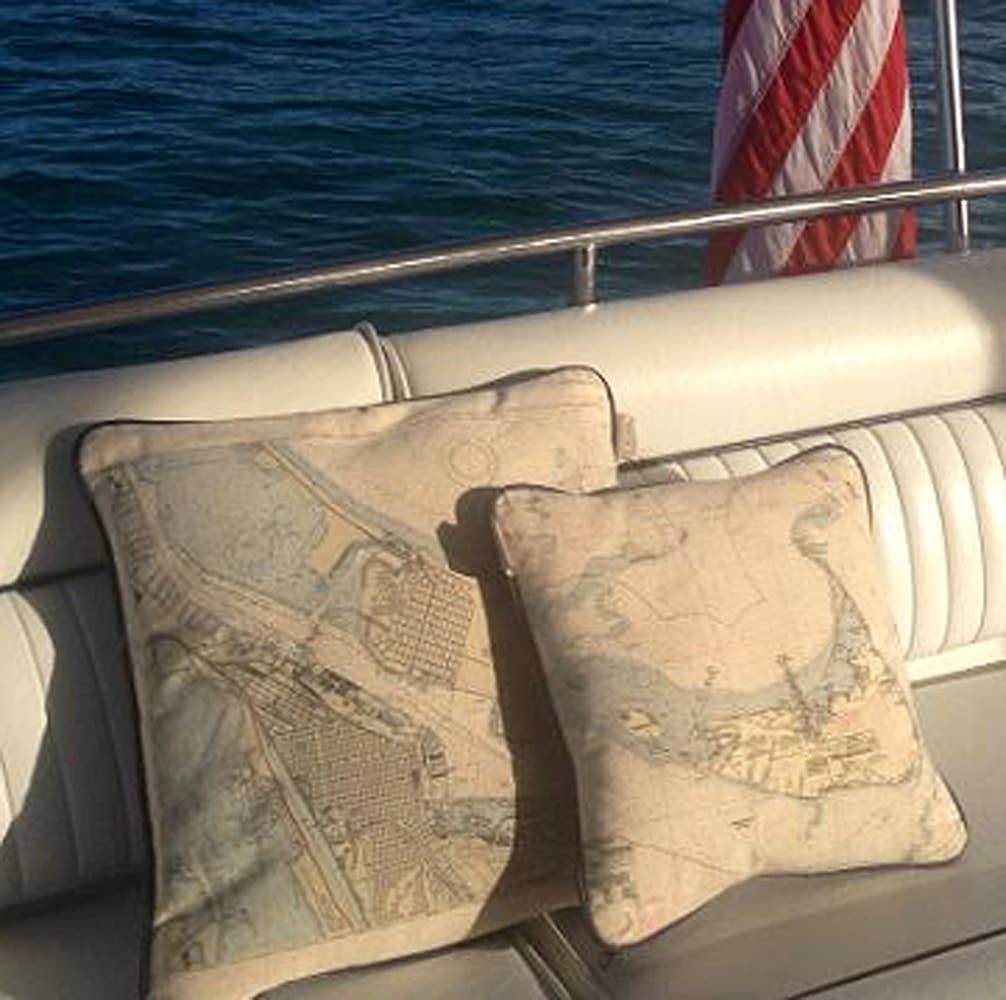 Not for Navigation - Wholesale Throw/Decorative Pillow - Decorative Canvas Pillow - Custom Location Nautical Chart10