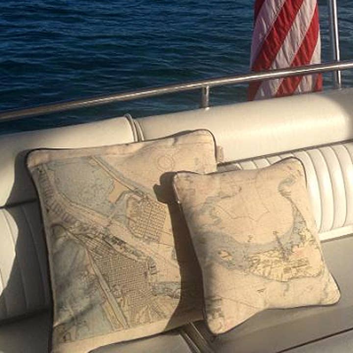 Not for Navigation - Wholesale Throw/Decorative Pillow - Decorative Canvas Pillow - Custom Location Nautical Chart10
