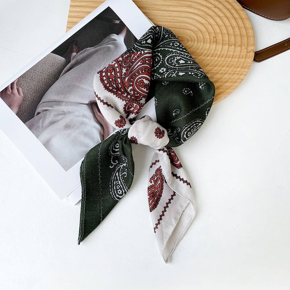 Dipped Shop - Wholesale Scarf - Women's - Splicing Print Vintage Square Silk Scarf DP25G4524