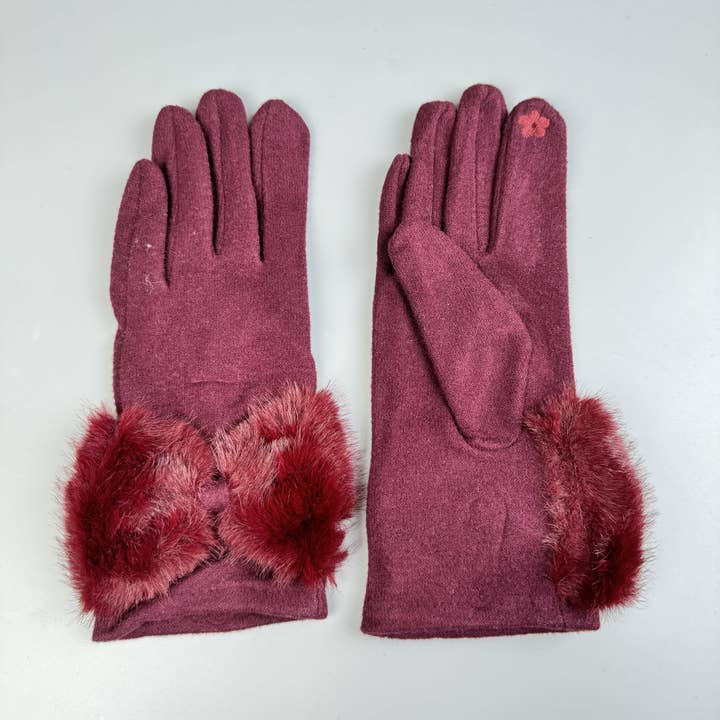 Ole - Wholesale Gloves - Women's - Bow Faux Fur Touch Screen Gloves GL005916
