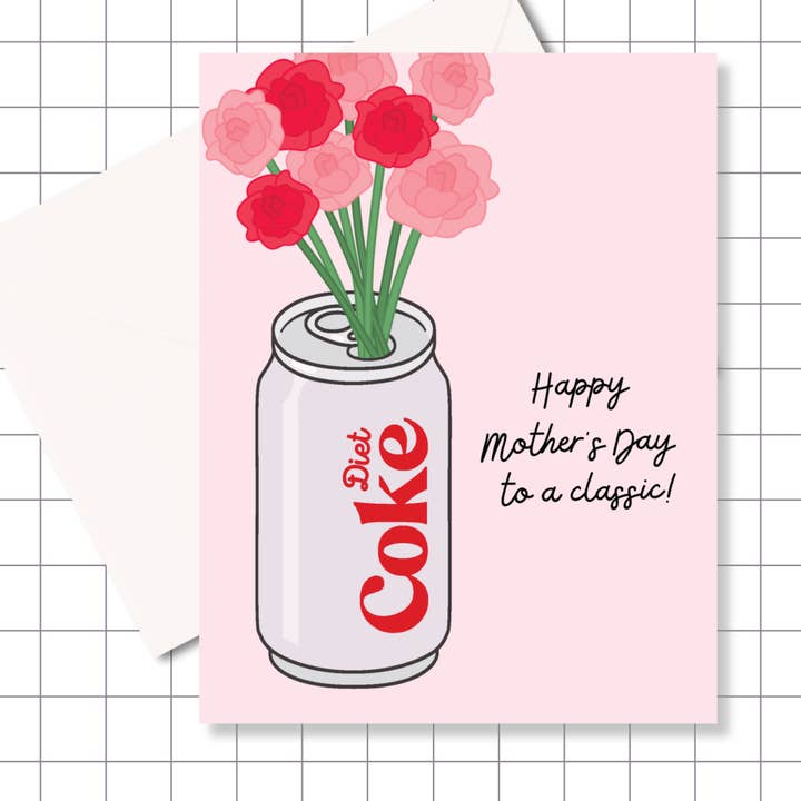 Mother's Day Diet Coke Inspired Greeting Card for wholesale by Motel Paper Los Angeles