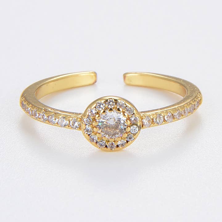 CZ Solitaire Promise Ring, Open Adjustable Ring, RG112 for wholesale by Beads Creation