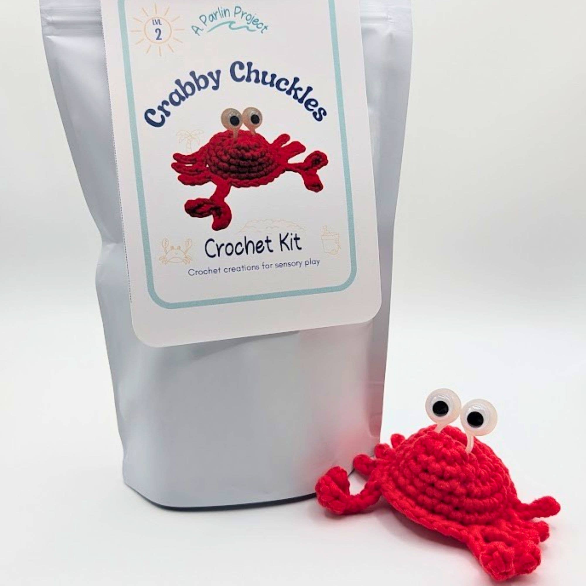 A. Parlin Project LLC - Wholesale Knitting/Crochet Supplies - Crabby Chuckles (red) Sensory Friendly Crochet Kit – Level 20