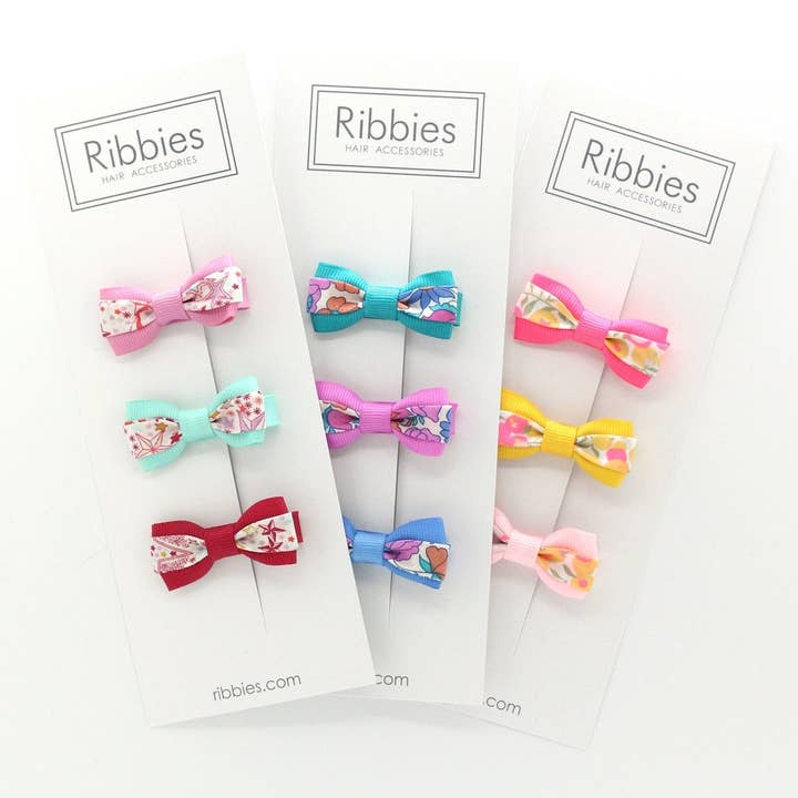 Ribbies - Venta al por mayor Lazo para el pelo - Niños - Set de 3 lazos Liberty - Betsy, color rosa
