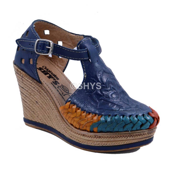 Sandales compensées mexicaines en cuir pour femme DeepDP-014 pour la vente par SHYS