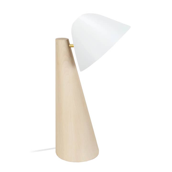 NELLA - Natural and White Conical Wood Desk Lamp for wholesale by Tosel Shop