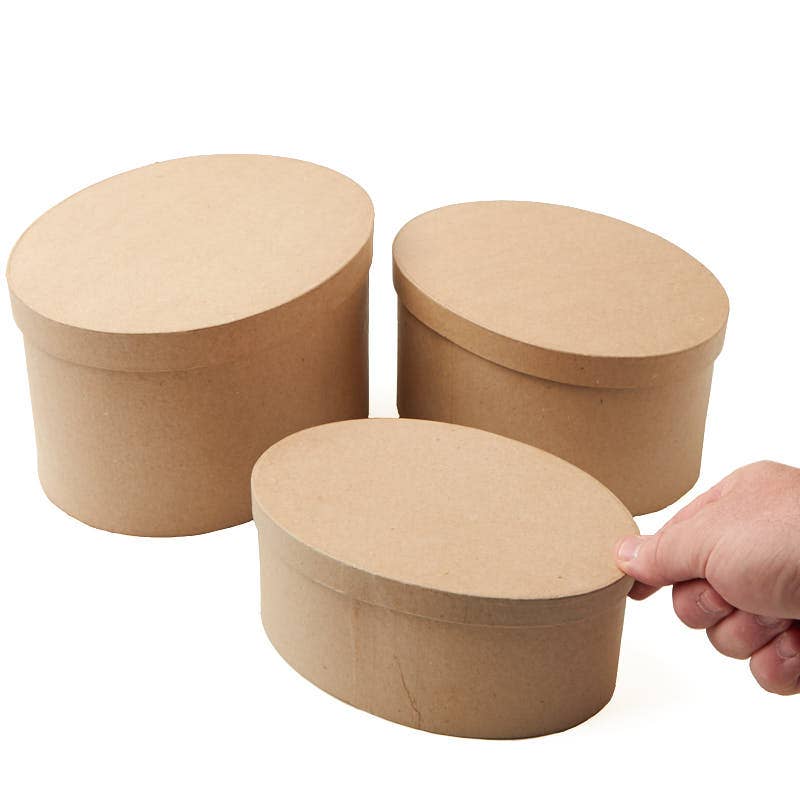 Factory Direct Craft - Vendita all'ingrosso Confezioni regalo - Set di Scatole Ovali Annidate in Cartapesta da 3 Pezzi Preconfezionato4