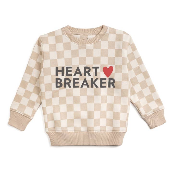 Heartbreaker Checkered Valentine's Day Sweatshirt - Boys for wholesale by Sweet Wink