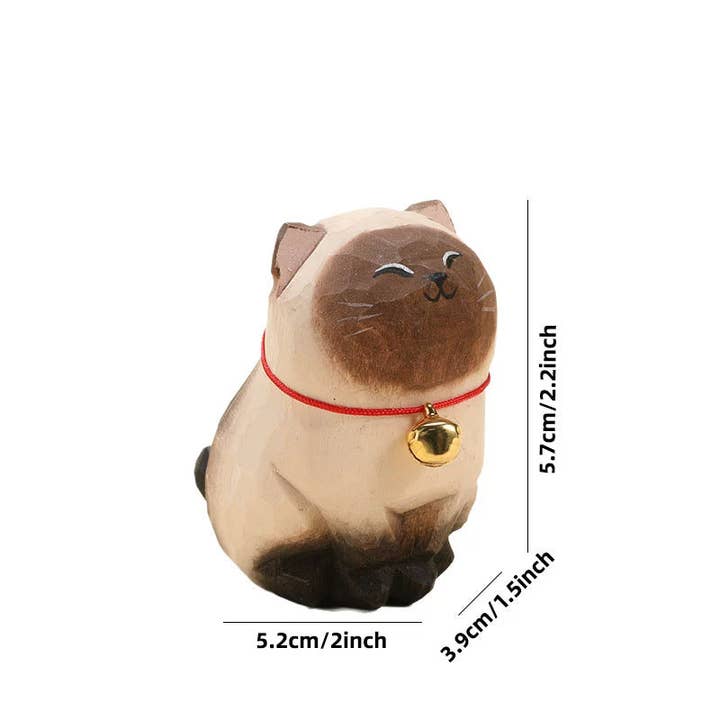 Gohobi (We cover U.S. import duties) - Wholesale Decorative Figurine - Gohobi Handcrafted Large Wooden Siamese Cat Ornament4