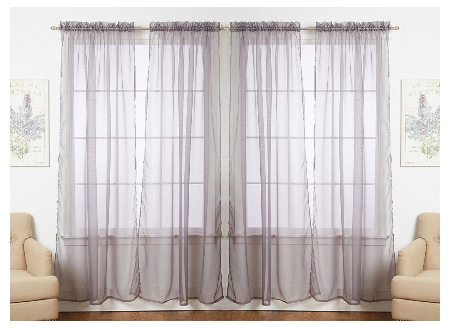 J&V TEXTILES - Vente Rideaux - J&V TEXTILES Lot de 4 panneaux de rideaux de fenêtre transparents8