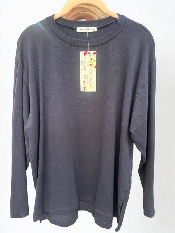 Chris & Carol Apparel - Wholesale Tunic - Women's - silver7012T-SIDE SLIT LONG SLIVE TOP5