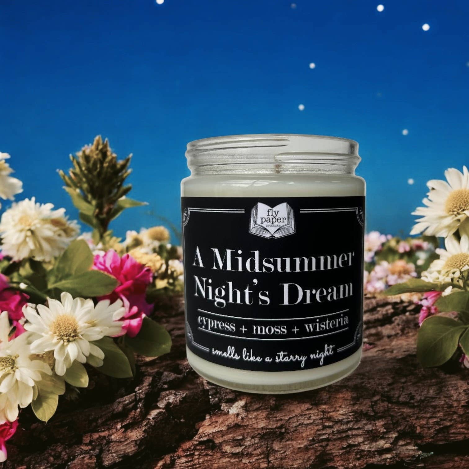 Fly Paper Products - Wholesale Jar/Filled Candle - A Midsummer Night's Dream 9 oz Candle Cypress + Wisteria 1