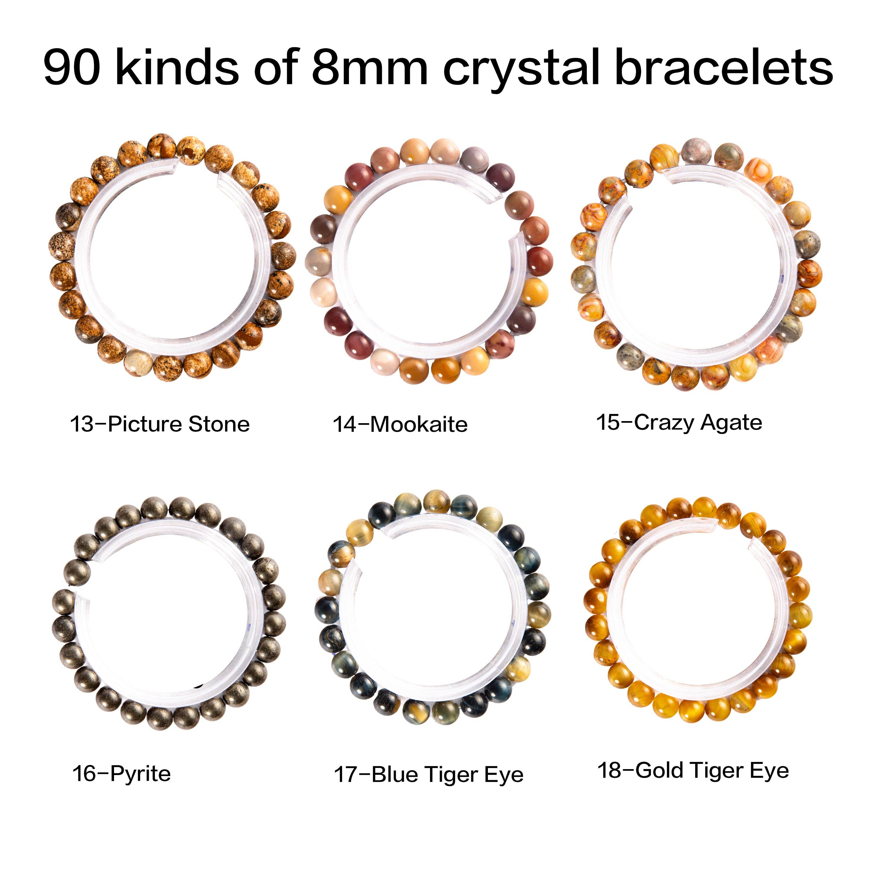 YYDIYcrystal - Vente Bracelet de perles - Bracelet en cristal 8mm 2 pièces, bijou en perles de pierres précieuses,1