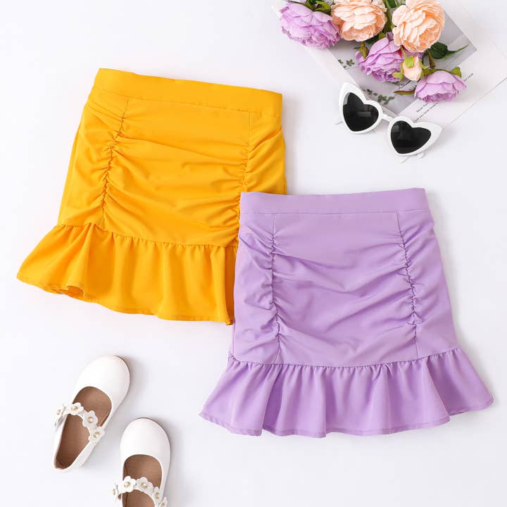 Sweet Ruffle Edge Skirt for Girls - Polyester Spandex Blend for wholesale by PatPat