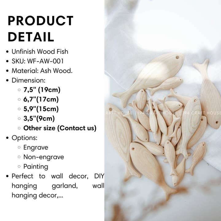 194 Craft House - Wholesale Wall Accent - Carved Wood Fish For Wall Hanging Decor - Fall Decor & Gifts7