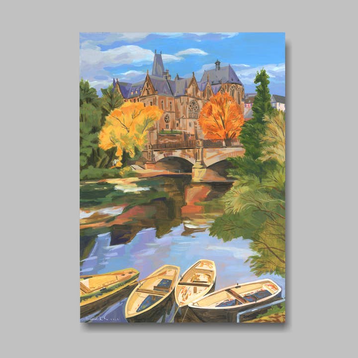 Postcard, DIN A6, landscape, acrylic painting, river view for wholesale by Atelier No.1