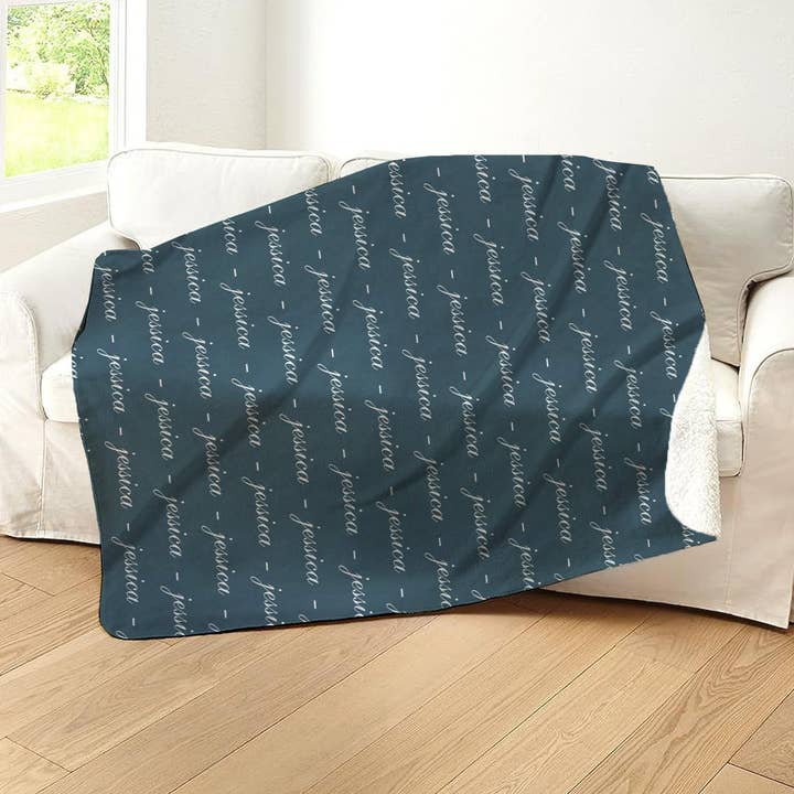 Single Name Script Font Sherpa Blanket for wholesale by B2U Decor