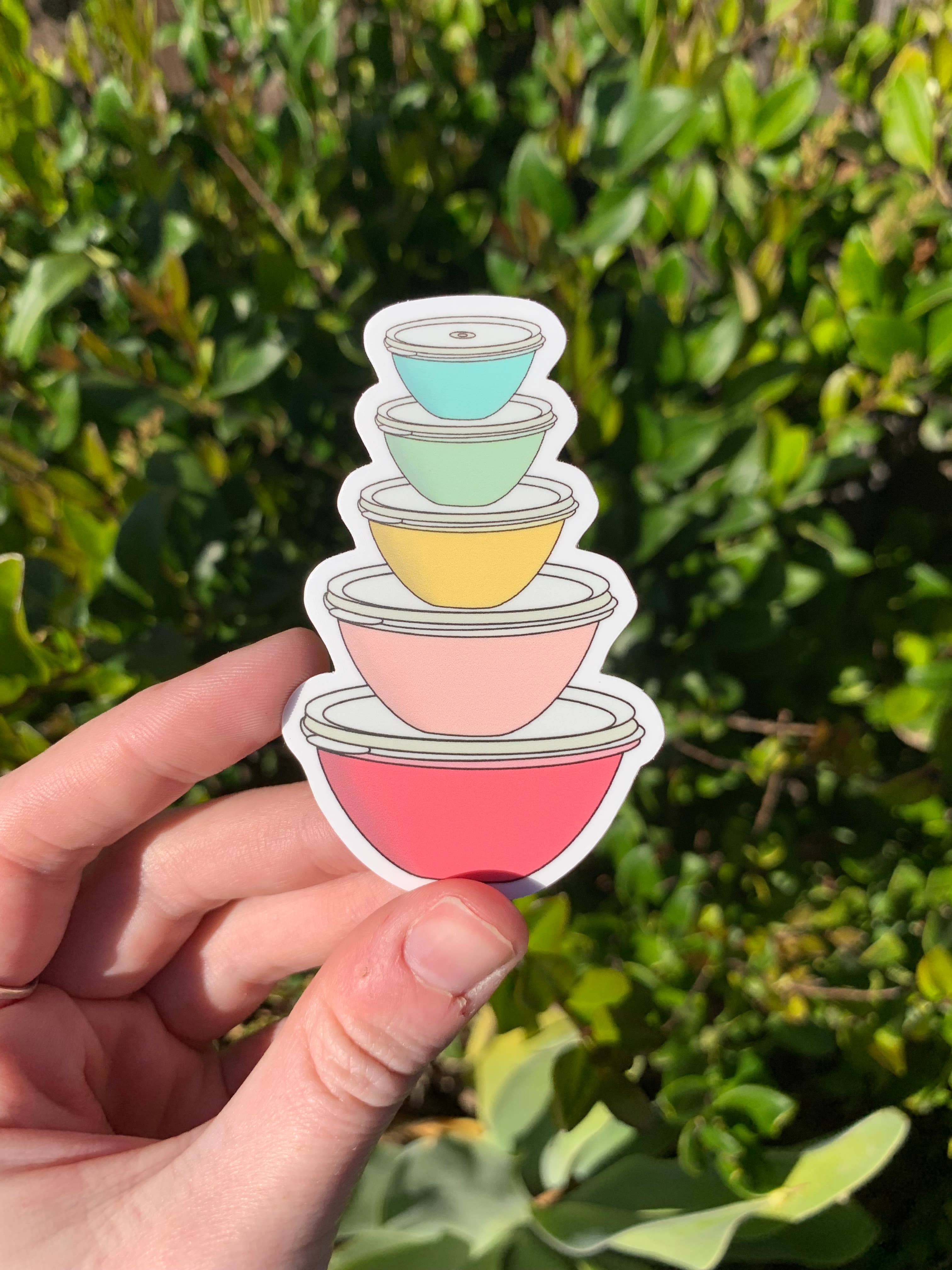 Extremely Retro - Wholesale Sticker - Vintage Pastel Tupperware Wonderlier Bowls Sticker - Kitchen0