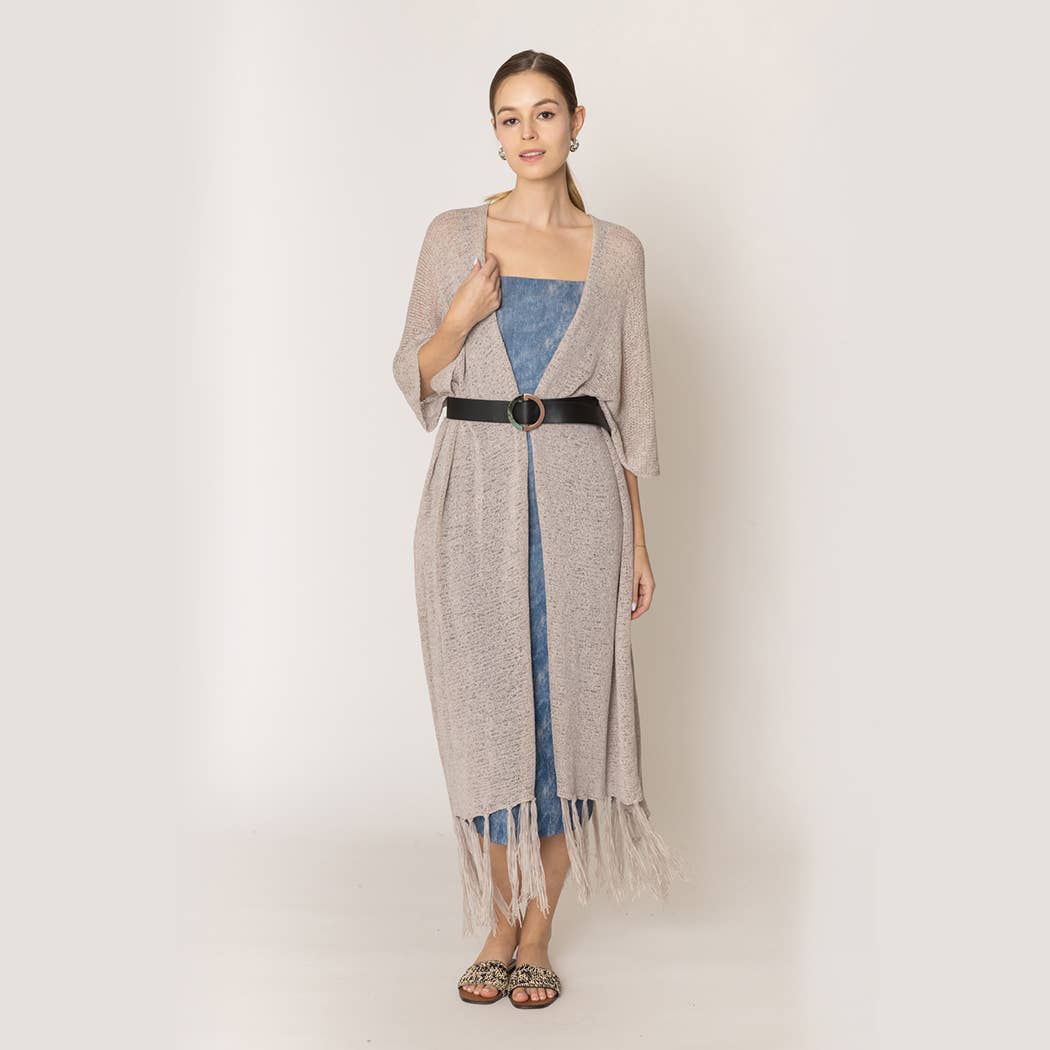 Fashion City - Venta al por mayor Kimono - Mujer - Cárdigan largo de punto con flecos y forro tipo kimono16