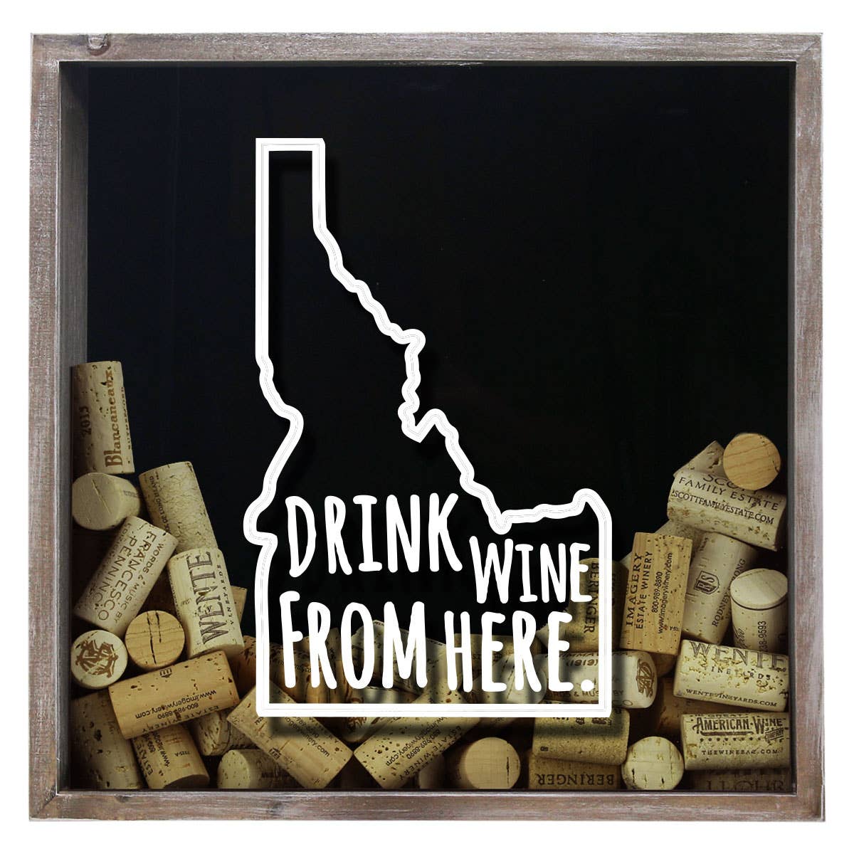 Torched Products - Wholesale Sign - Drink Wine From Here Beer Cap Shadow Box - Farmhouse Antique10