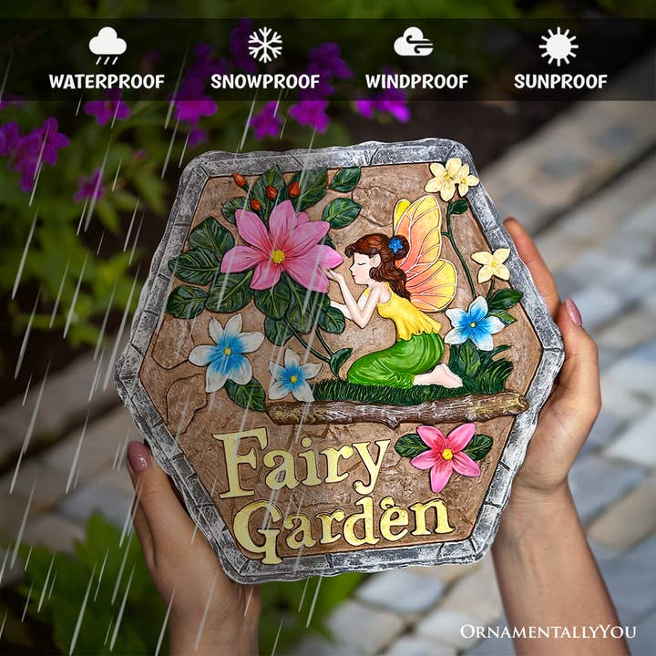 OrnamentallyYou - Wholesale Stepping Stone - Fairy Kisses and Flowers Garden Stepping Stone, 9.5" Outdoor Decoration Statue3