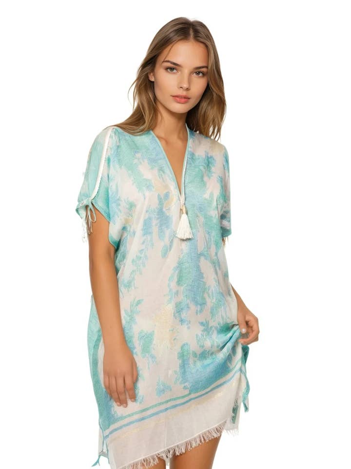 Open Shoulder Sundress Coverup In Happy High Loomed Fabric for wholesale by Pool to Party