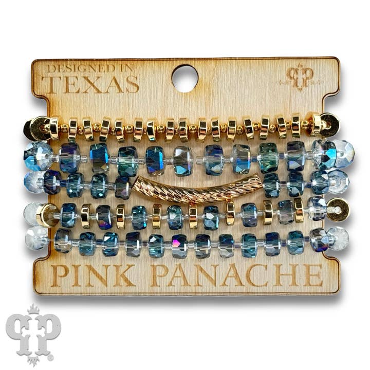 Pink Panache Brands - Wholesale Beaded Bracelet - Faceted heishi bead bracelet with twisted tube bead feature3