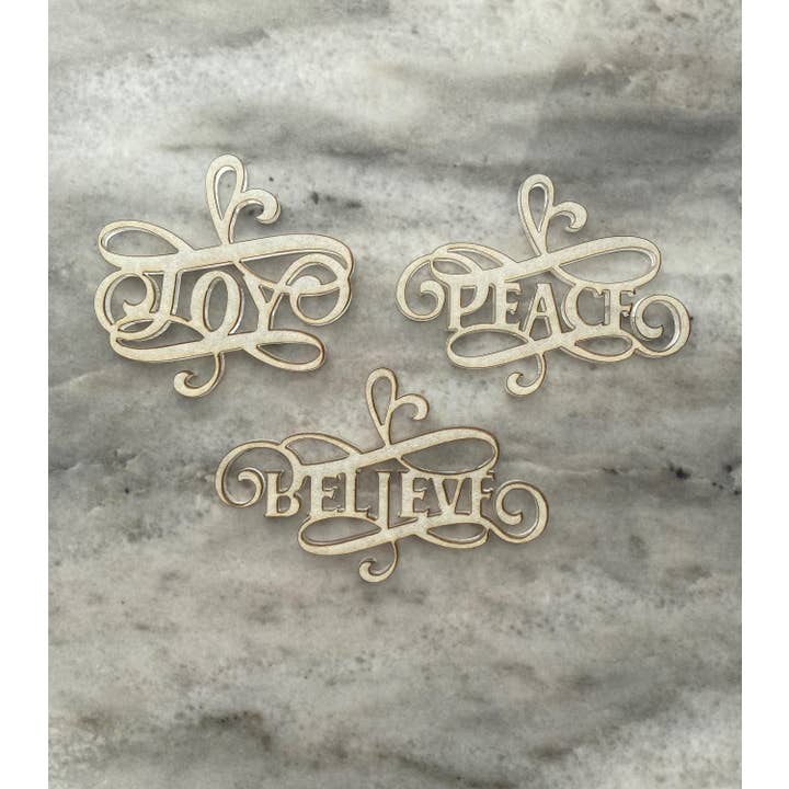 Glæde, Fred, Tro Julekugle Silikoneform, Trædekoration, for engroshandel hos EllaRaeMouldsVinyls