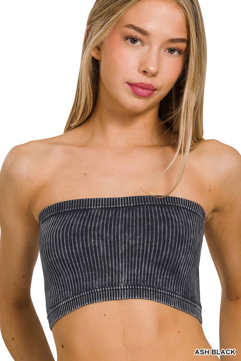 42POPS - Wholesale Bustier - Women's - ",,,.Premium washed seamless rib bandeau top bra0