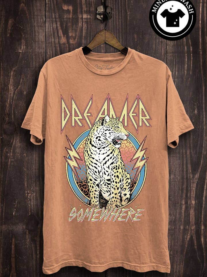 Lotus Fashion Collection - Wholesale Screen Printed T-Shirt - Women's - Dreamer Leopard Graphic Top