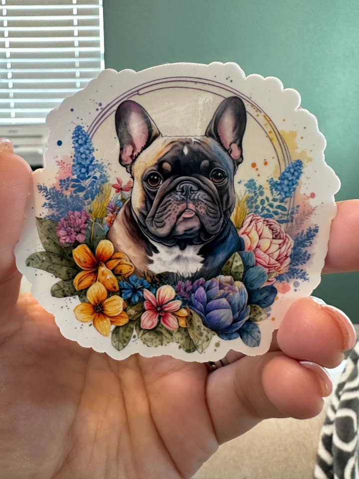 Frenchie sticker for wholesale by Kristie’s Creativity Barn