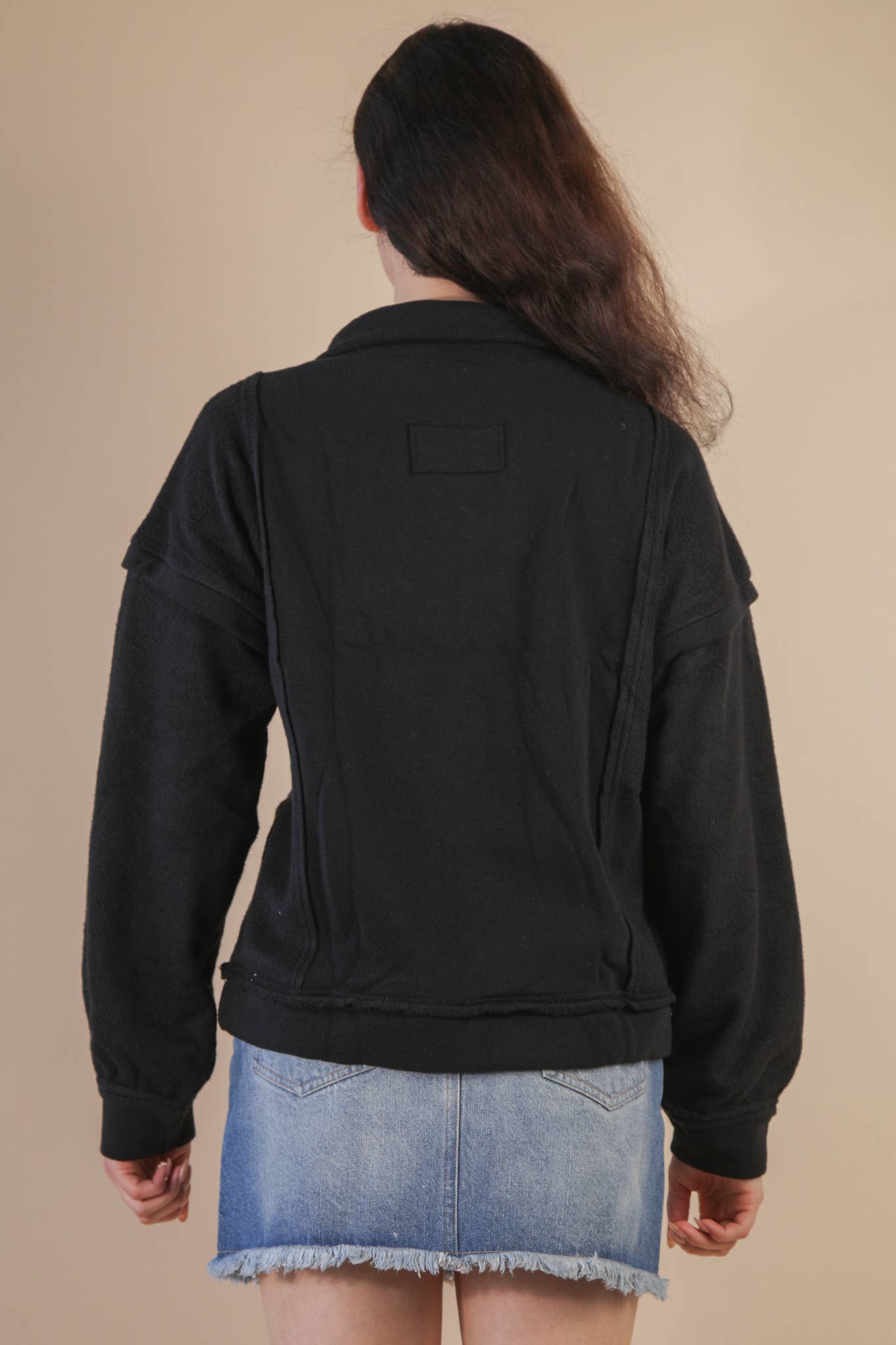 VERY J - Vente Sweat-shirt – femme - NT11793-Haut de sweat-shirt Henley en tissu contrasté à col montant2