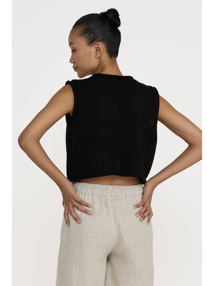 LAUDE the Label - Wholesale Tank Top - Women's - Cropped Knit Tank - Black3