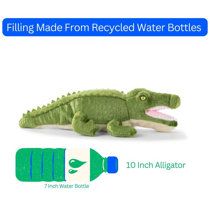 The Petting Zoo - Wholesale Stuffed/Plush Toy - Kids & Baby - Earth Keeperz Alligator small 10" Recycled Plush1