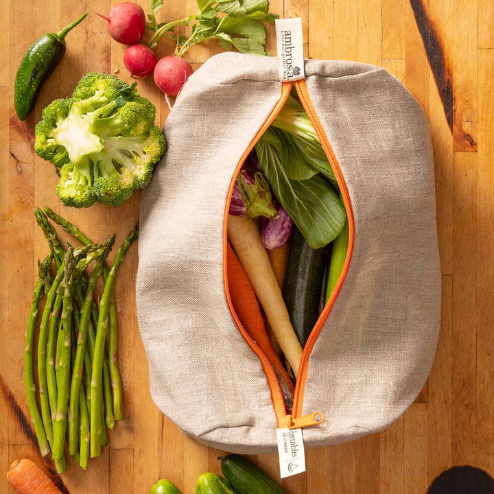 Ambrosia Bag - Wholesale Food Storage Wrap/Bag - Reusable Linen Bag for Vegetables |Reusable | Spring Kitchen10