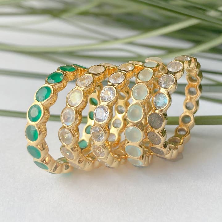 Treisi - Wholesale Multi-Stone Ring - Precious Eternity Band Ring in Gold Vermeil0