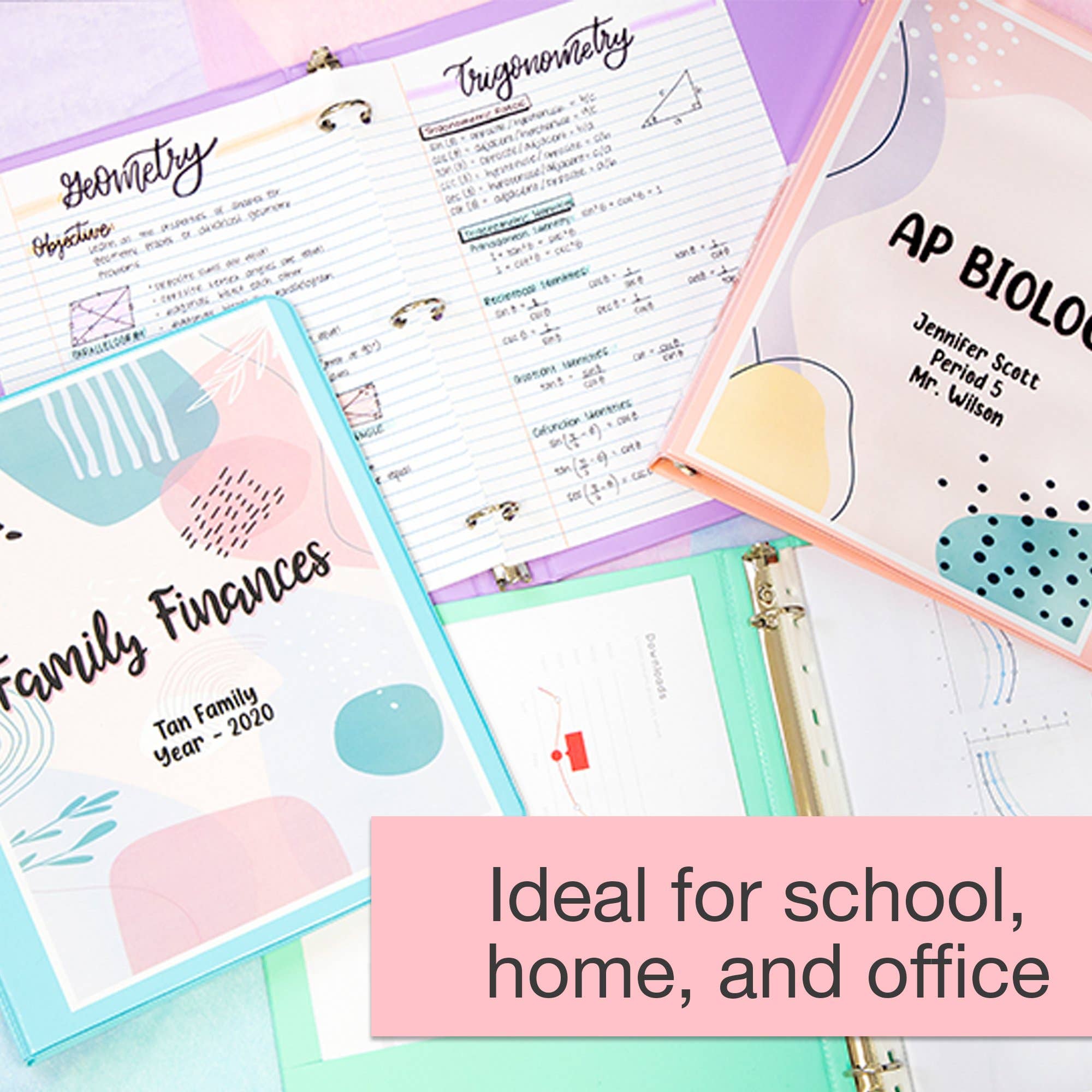 Luna Office Supply -  Everyday Essential - Wholesale Binder - 1" Asst. Pastel Color 3-Ring View Binder w/ 2-Pockets2