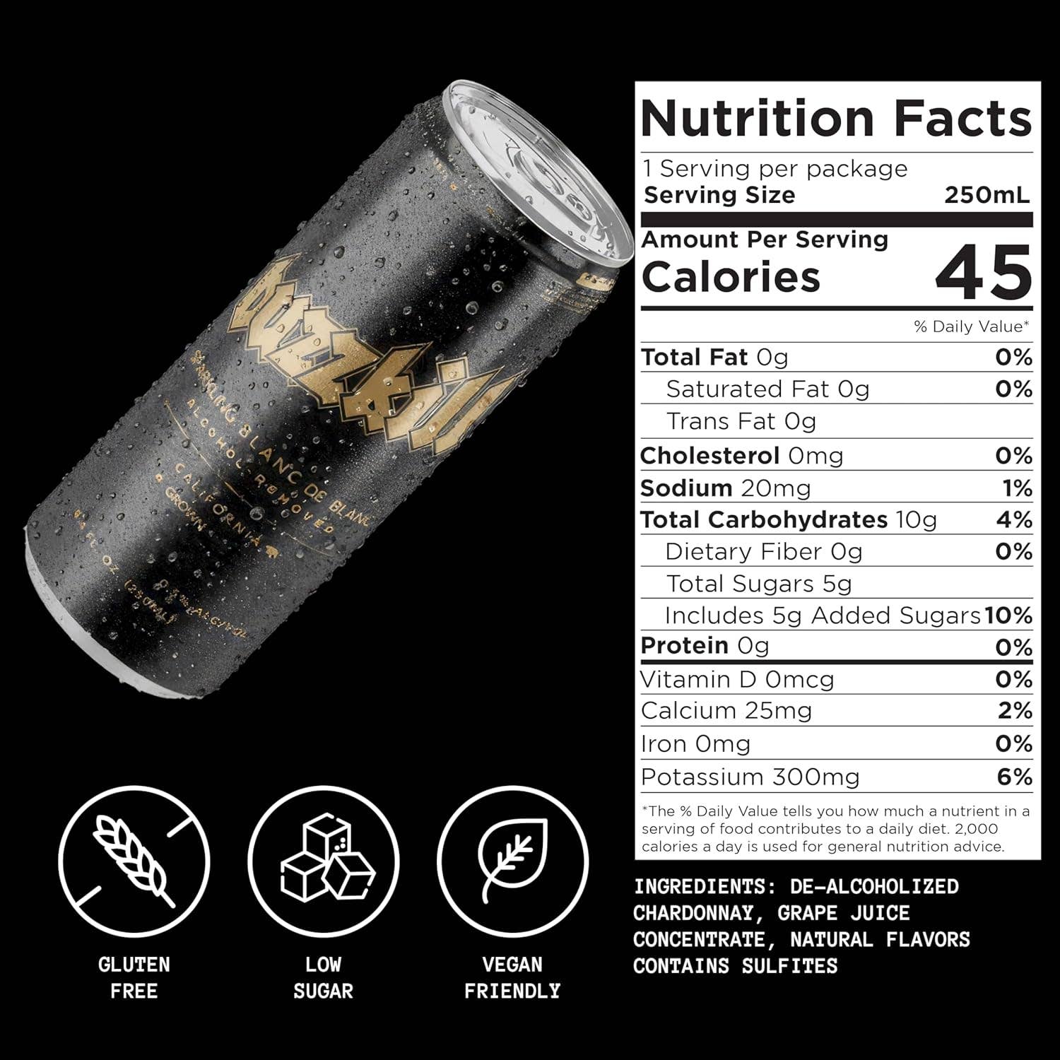 Buzzkill Wines - Wholesale Non-Alcoholic Spirits/Wine/Beer - Buzzkill Non-Alcoholic Sparkling Blanc de Blancs Wine | Low Sugar, Low Calorie, No Hangover - 24-Pack Cans3