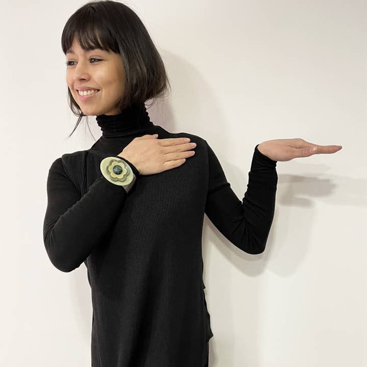 Verde Graphic Flower Original Designer Bracelet for wholesale by Buttons Paradise