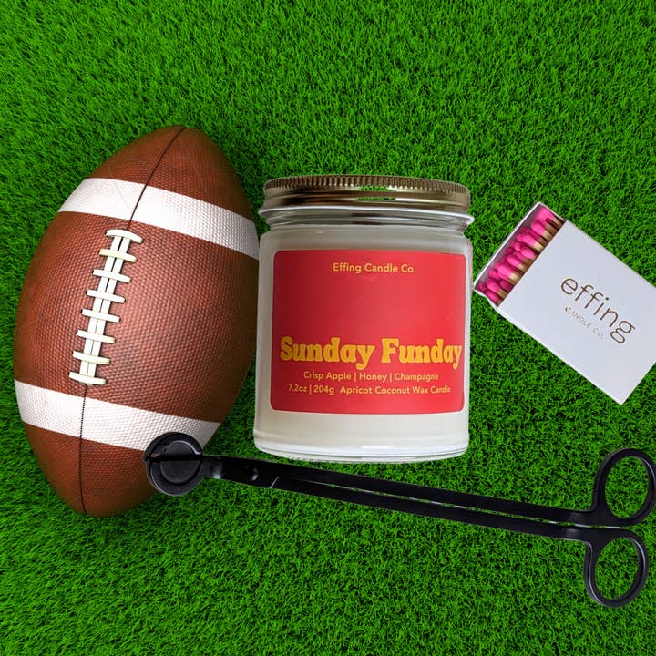 Sunday Funday Football Candle | Fall Apple Candle for wholesale by Effing Candle Co.