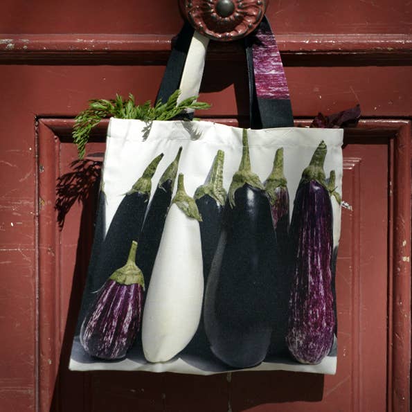 Aubergine shopping bag for wholesale by Maron Bouillie