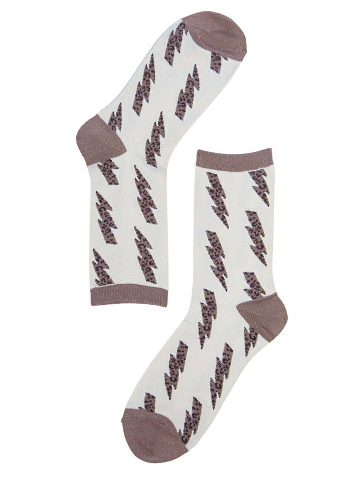 Sock Talk - Wholesale Socks - Women's - Womens Bamboo Socks Leopard Print Ankle Socks Lightning Bolt1