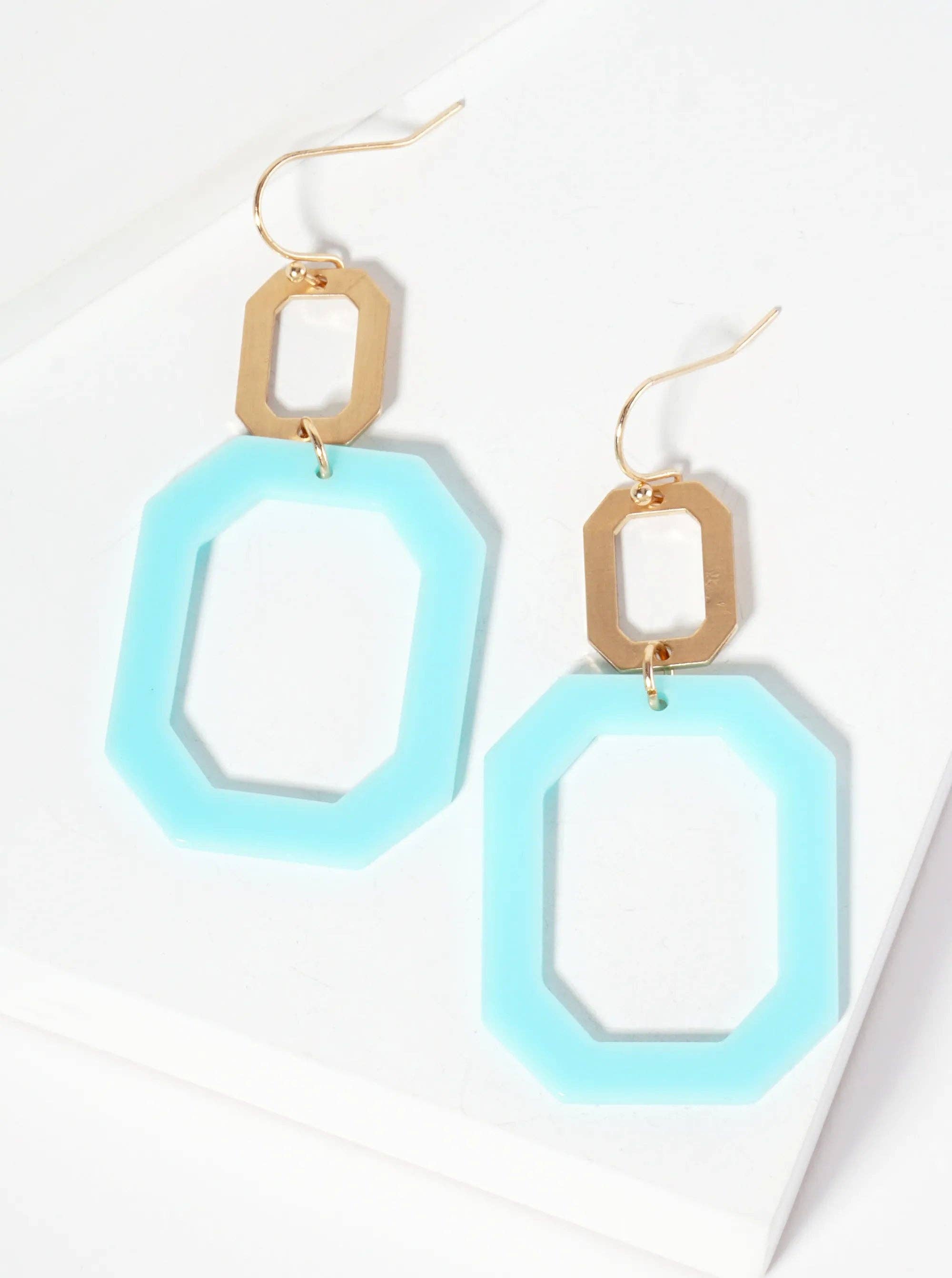 Wild Honey - Wholesale Dangle Earrings - Geometric Double Cut-Out Octagon Dangle Earrings0