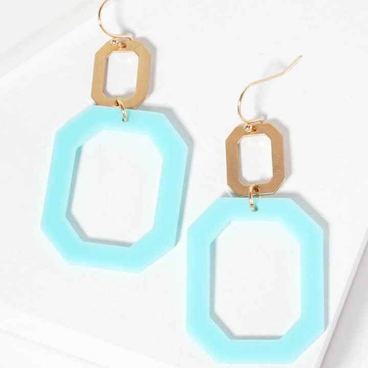 Wild Honey - Wholesale Dangle Earrings - Geometric Double Cut-Out Octagon Dangle Earrings
