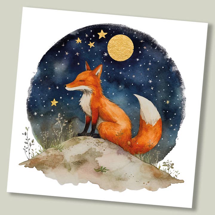 Carte de vœux, renard endormi pour la vente par Footle Publishing