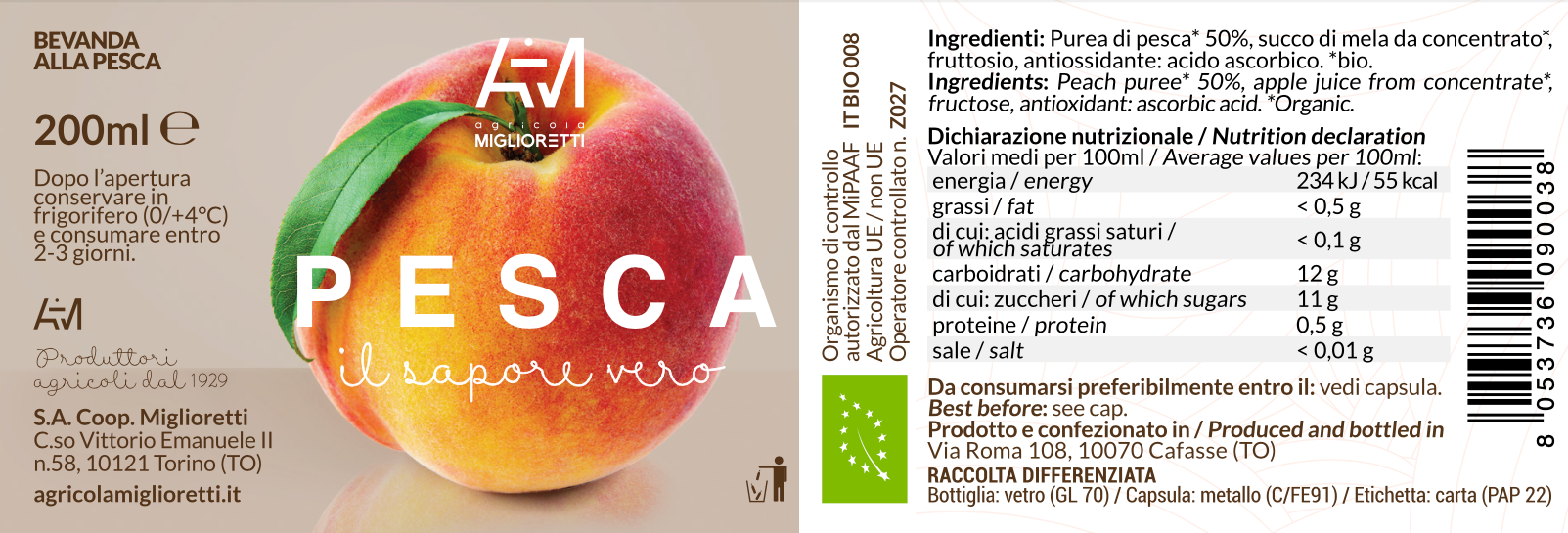 Azienda Agricola Miglioretti - Wholesale Fruit Juice - ORGANIC PEACH DRINK, made in Italy, picnic1