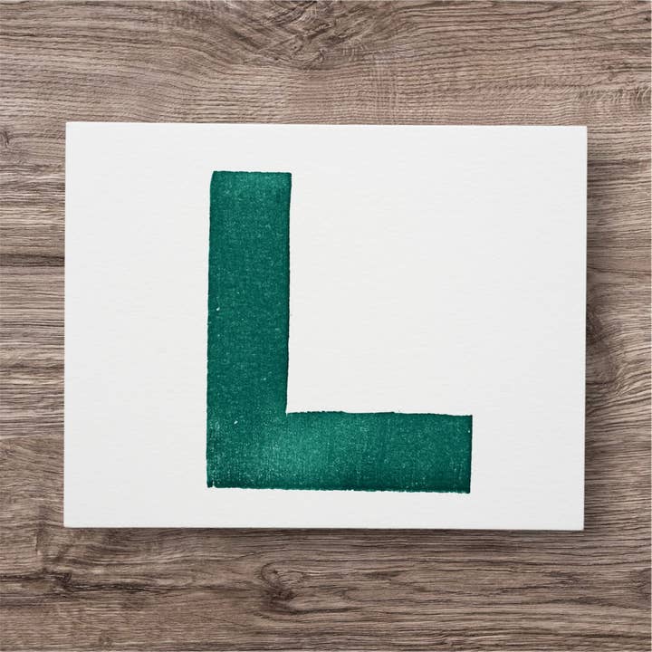 L, c'est pour... Cartes de correspondance Letterpress pour la vente par Inky Octopus Press